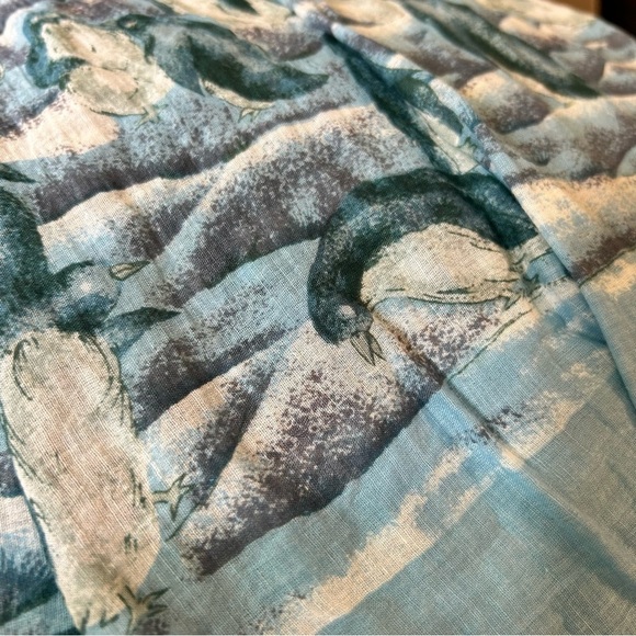 Vintage circle crinkle skirt penguin ocean pattern Large Cotton Zero brand - Picture 7 of 8